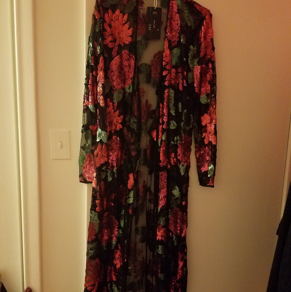 Zara Limited Edition Sequinned Floral Kimono Dress